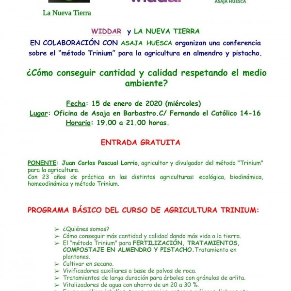 Conferencia sobre el método Trinium para la agricultura en almendro y pistacho