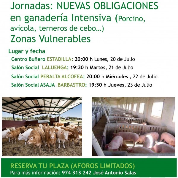 Jornadas: Nuevas obligaciones en ganadería Intensiva en Zonas Vulnerables