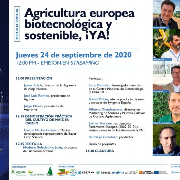 El 24 de septiembre tertulia virtual sobre 'Agricultura europea biotecnológica y sostenible, ¡YA!'