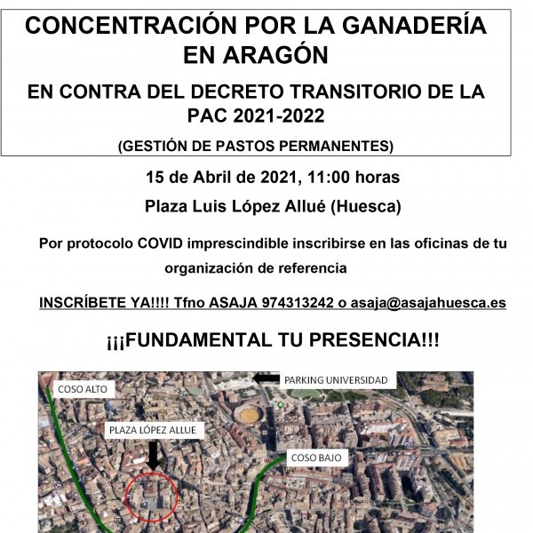 Concentración por la ganadería en Aragón el 14 de abril en Huesca