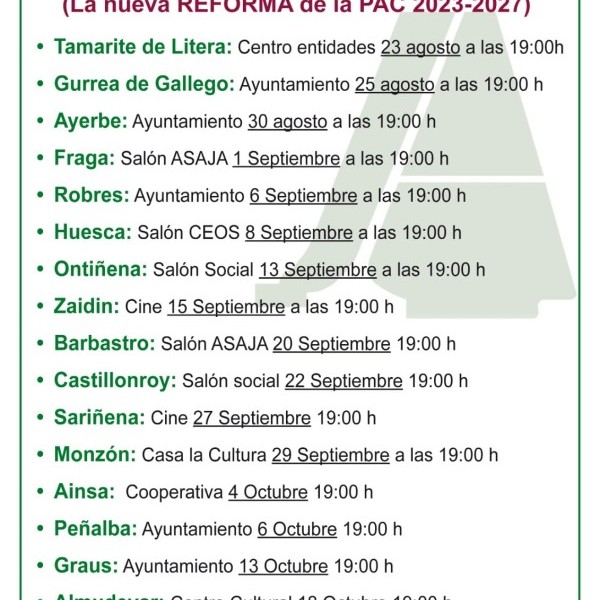 Próximas jornadas  sobre la nueva reforma de la PAC 2023-2027