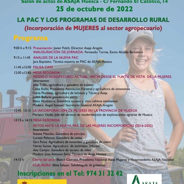 Interesante Jornada PAC para mujeres, el próximo 25 de octubre en Barbastro