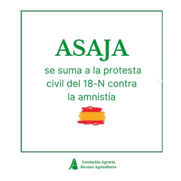 ASAJA se suma a la protesta civil del 18-N contra la amnistía